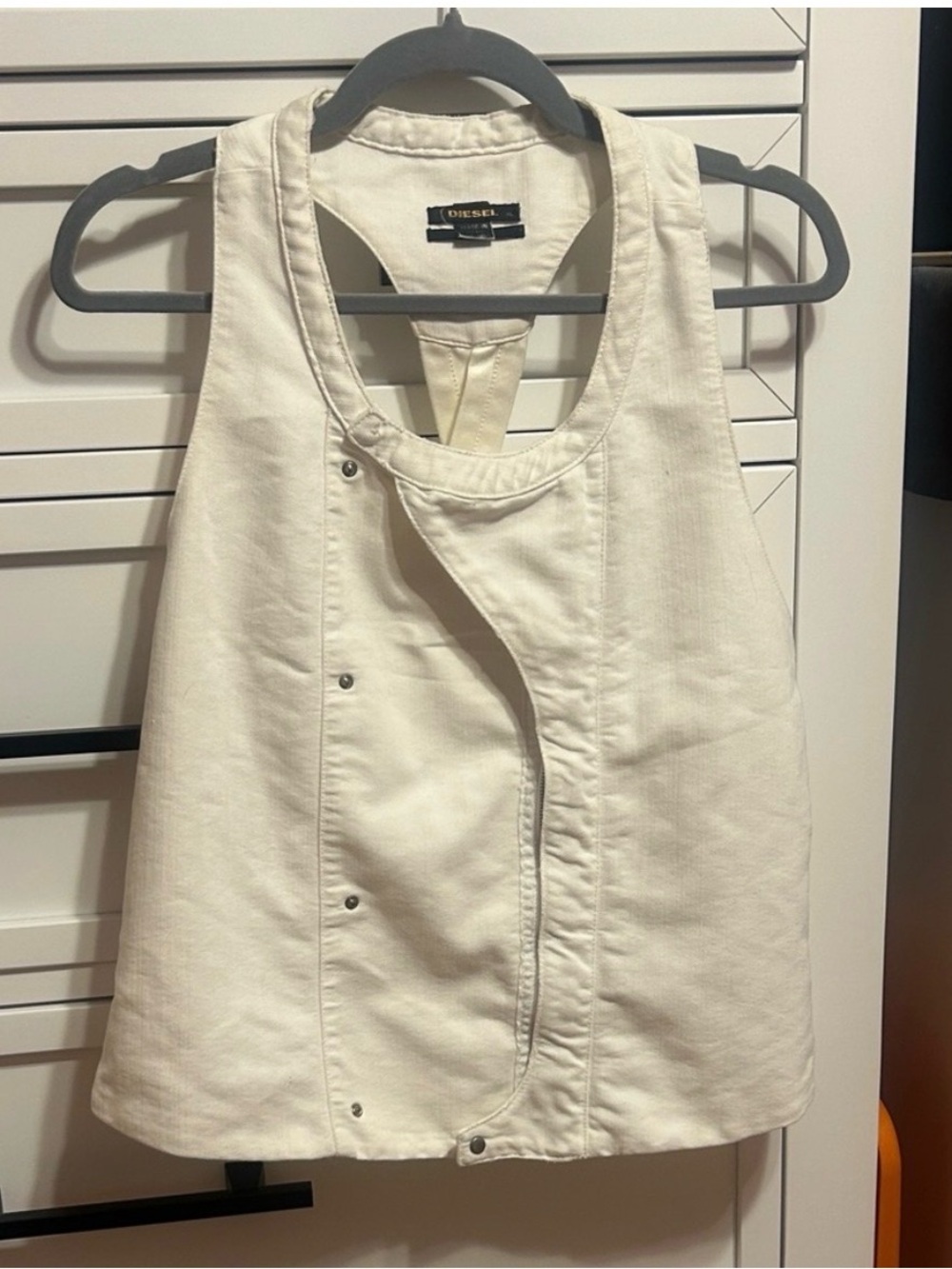 Diesel Off-White Sleeveless Motorcycle Jacket